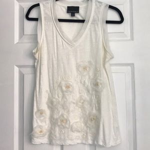 Cynthia Rowley 100% cotton beige tank w sequins